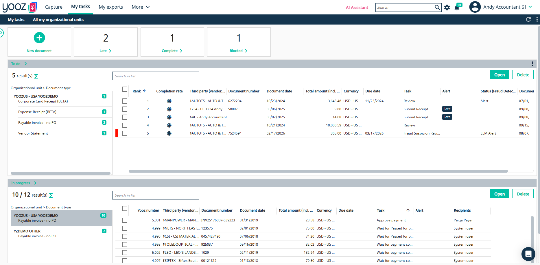 Multi-channel invoice capture in Yooz
